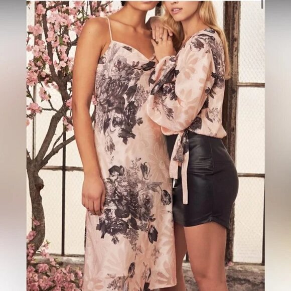 Lulus x ASTR the Label Dress Medium Lynette Blush Floral Print Midi Slip NWT - Picture 5 of 17